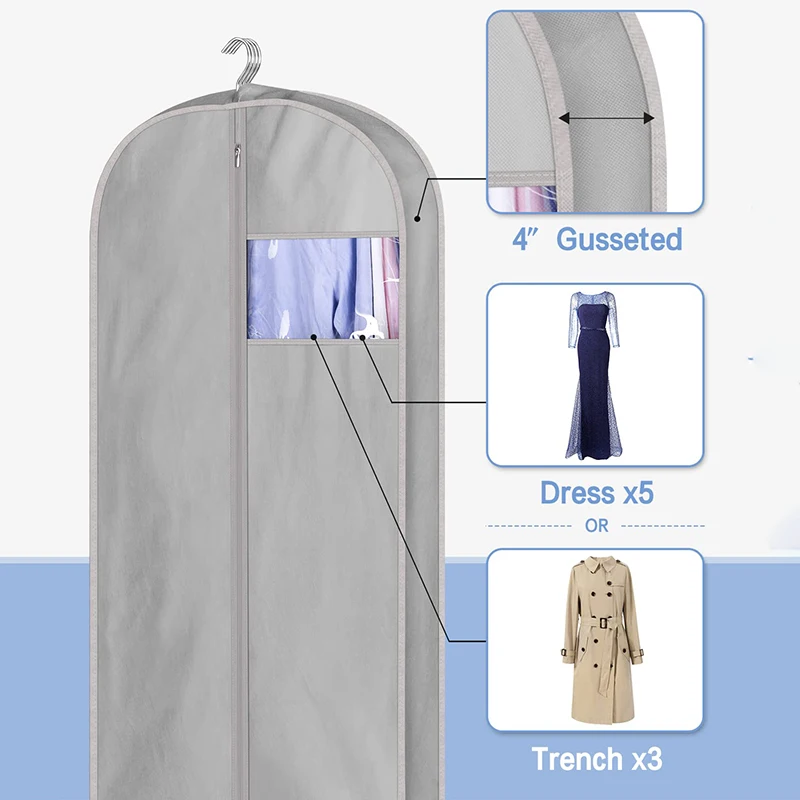 Wholesale Folding Wedding Dress Suit Cover Garment Bag Travel Dust Zipper packaging Garments Bags
