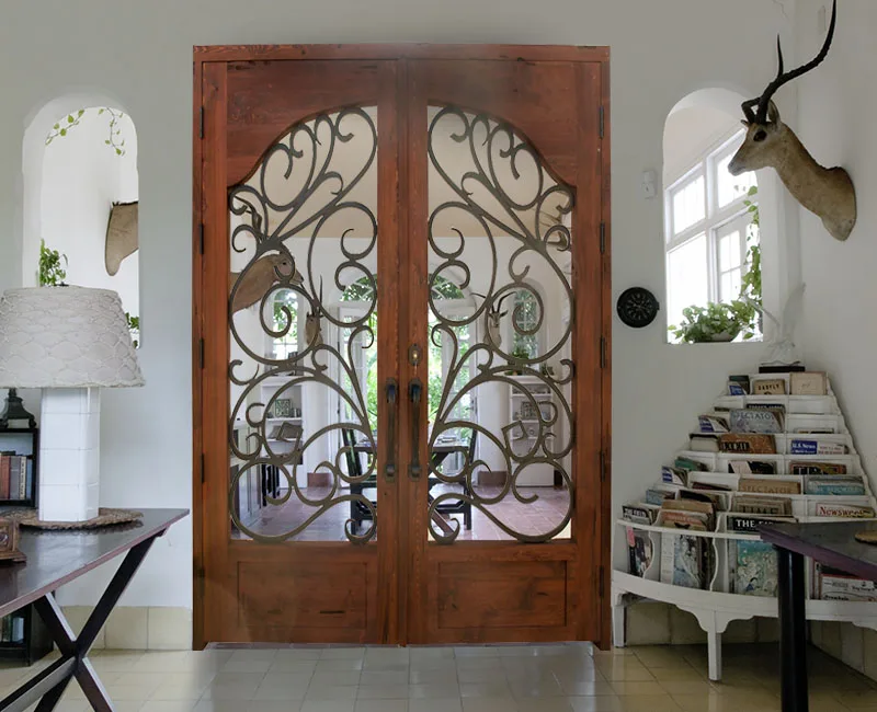 Primary Double Wrought Iron Gates Wrought Iron Wood Door Design Ideas Iron Doors Design Pictures