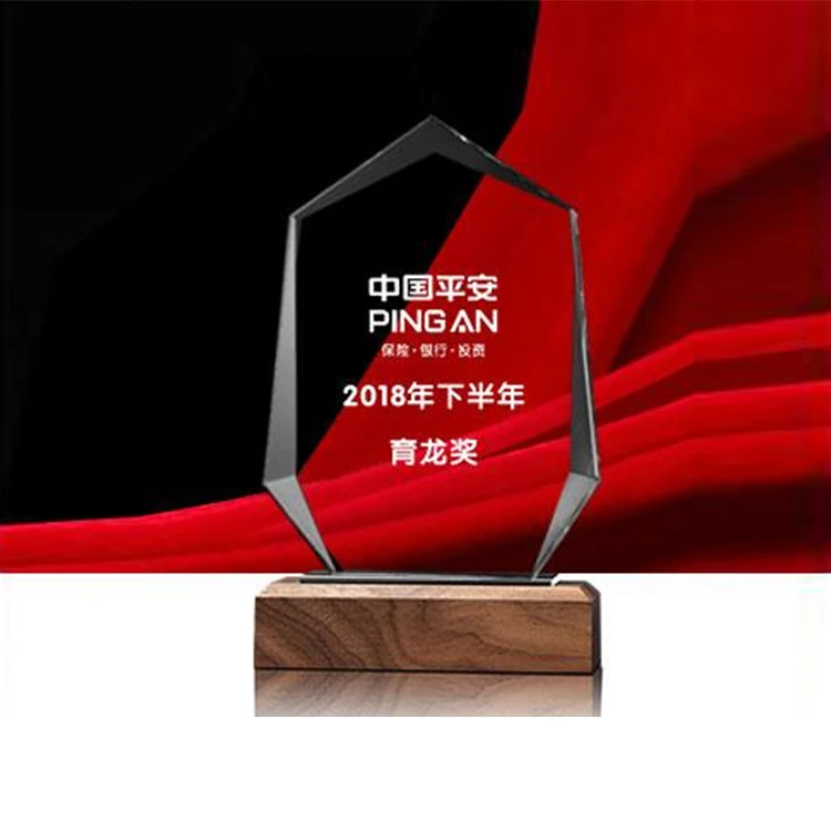 New creative k9 crystal trophy company annual celebration award ceremony commemorate staff crystal wooden shields trophy awards