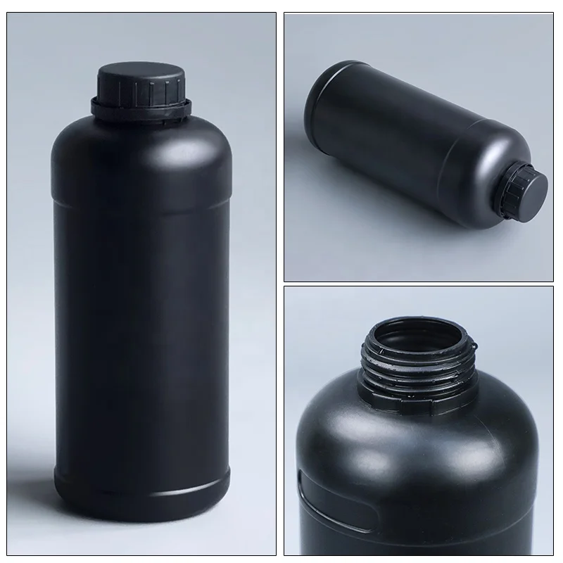 1000g 1000ML black HDPE round plastic bottle