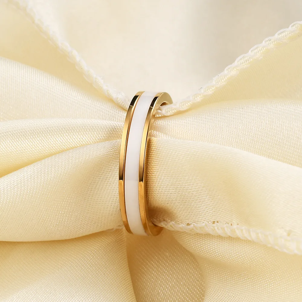 Fashion Ceramic Factory 4mm Ceramic Stainless Steel Rings Waterproof Plain Ceramic Rings Low MOQ Jewelry Engagement Wedding Ring