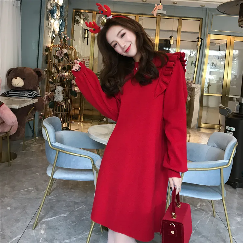 Mommy and Me Clothing Christmas Knitted Long Sleeve Costumes New Parent-child Dresses Family Matching Outfits Sweater Dresses