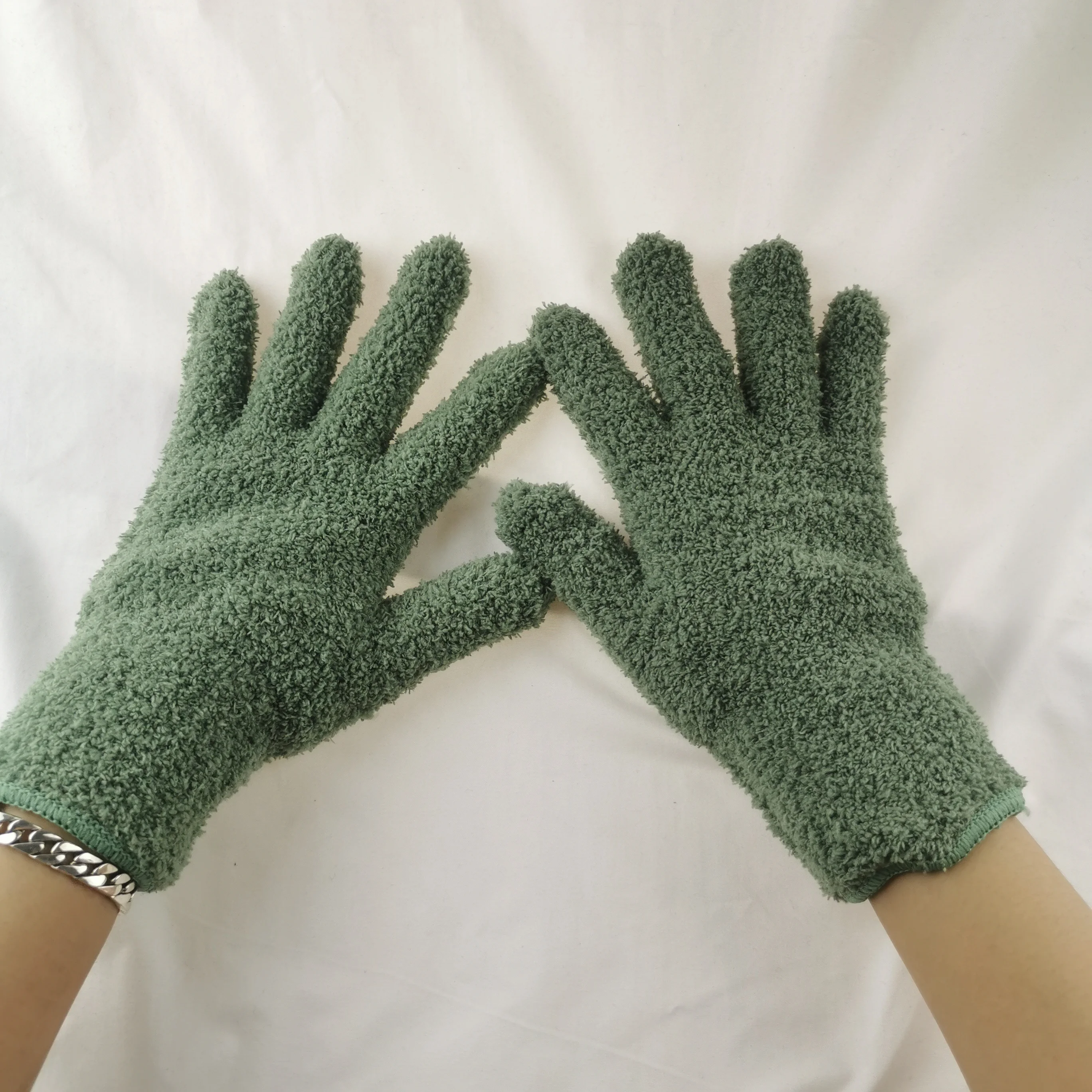 New coral velvet gloves, knitted polyester, warm and thickened, divided into outdoor Unisex