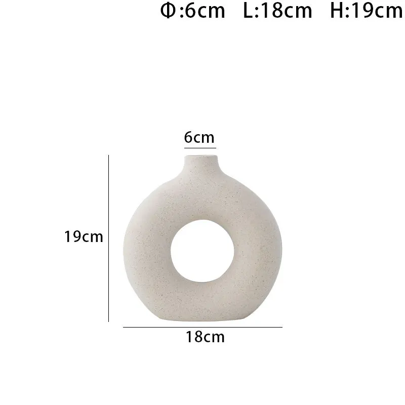 Nordic Ceramic Donut Vase Dried Flower Arrangemet Home Decoration Accessories Office Desktop Living Room Flower Vase