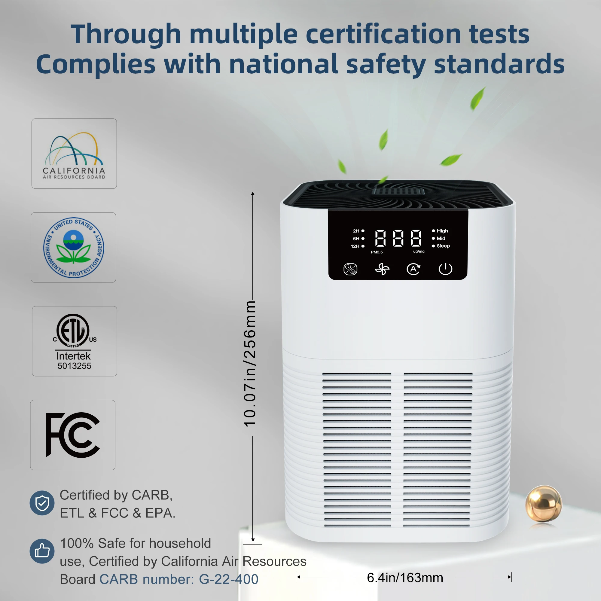 Household intelligent small HEPA carbon filter room etl direct sales wholesale price air portable air purifier for home