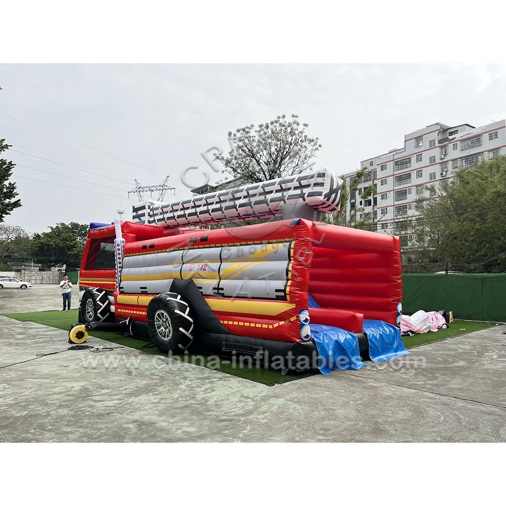 Custom Inflatable Fire Truck Obstacle Ambulance Bounce House Inflatable Obstacle Course For Kids