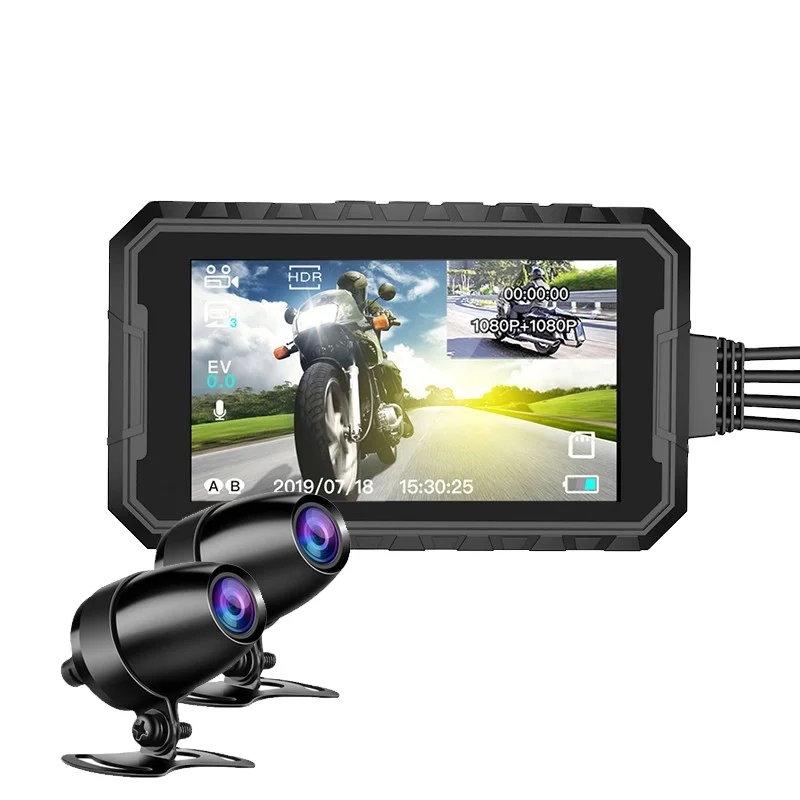 Mini WiFi Motorcycle Dash Cam Dual HD 1080P DVR Camera IPSScreen Wide Angle IP67 Waterproof GPS camera