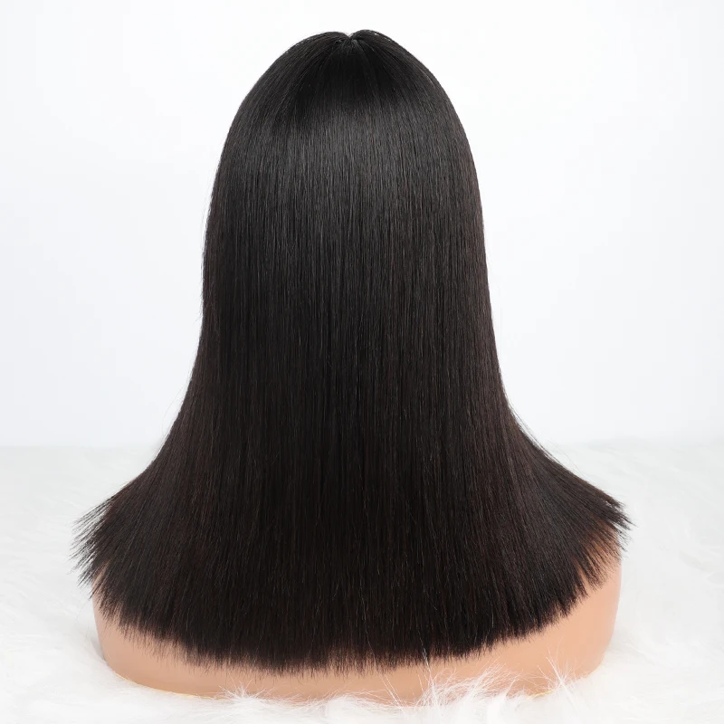 Verified Hair Supplier 99j Color 12aPeruvian Double Drawn Funmi Hair No Lace Full Head Wig Pure Human Hair Short Bob with Fringe