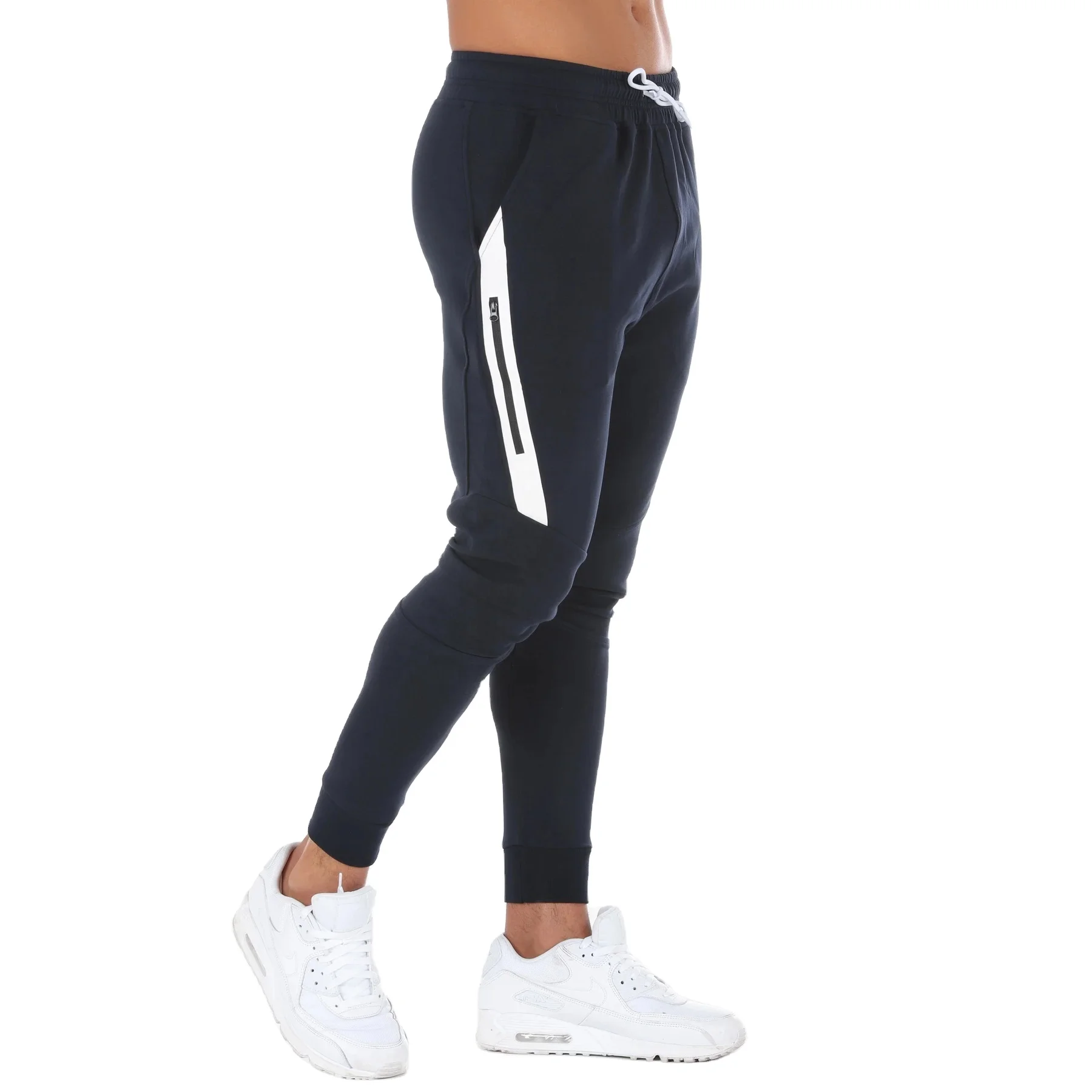 Jogger Men Fitness Cotton Tech Pants Wholesale Drawstring Plus Size Sports Custom Pockets Casual OEM Service Sweatpants Flat Mid