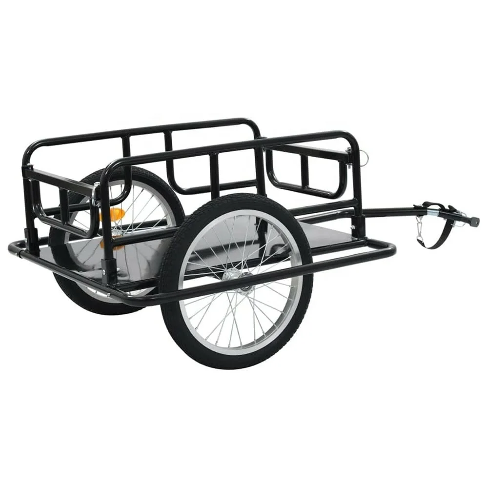 Durable Metal Safety Design Folding Bike Trailer Camper Detachable Tractor Trailer Farm Collapsible Bicycle Trailer For Bicycles
