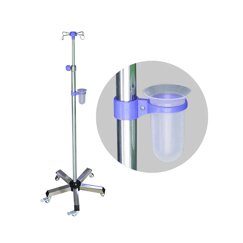 RC-F08LG-425 Stainless Steel Base five wheels hospital infusion iv drip stand for medical use