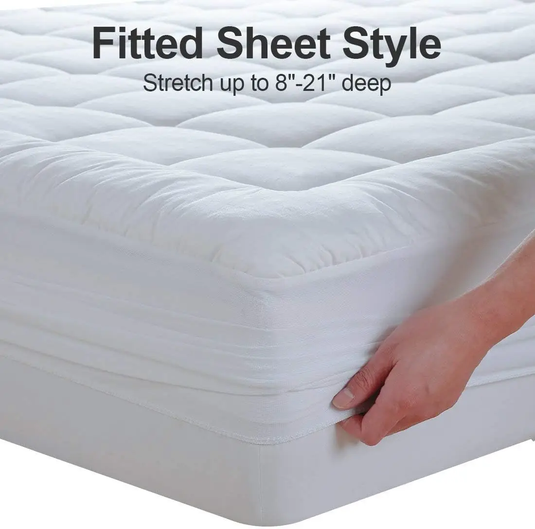 Queen quilted fitted sheet wholesale washable and waterproof cotton mattress cover with deep pocket
