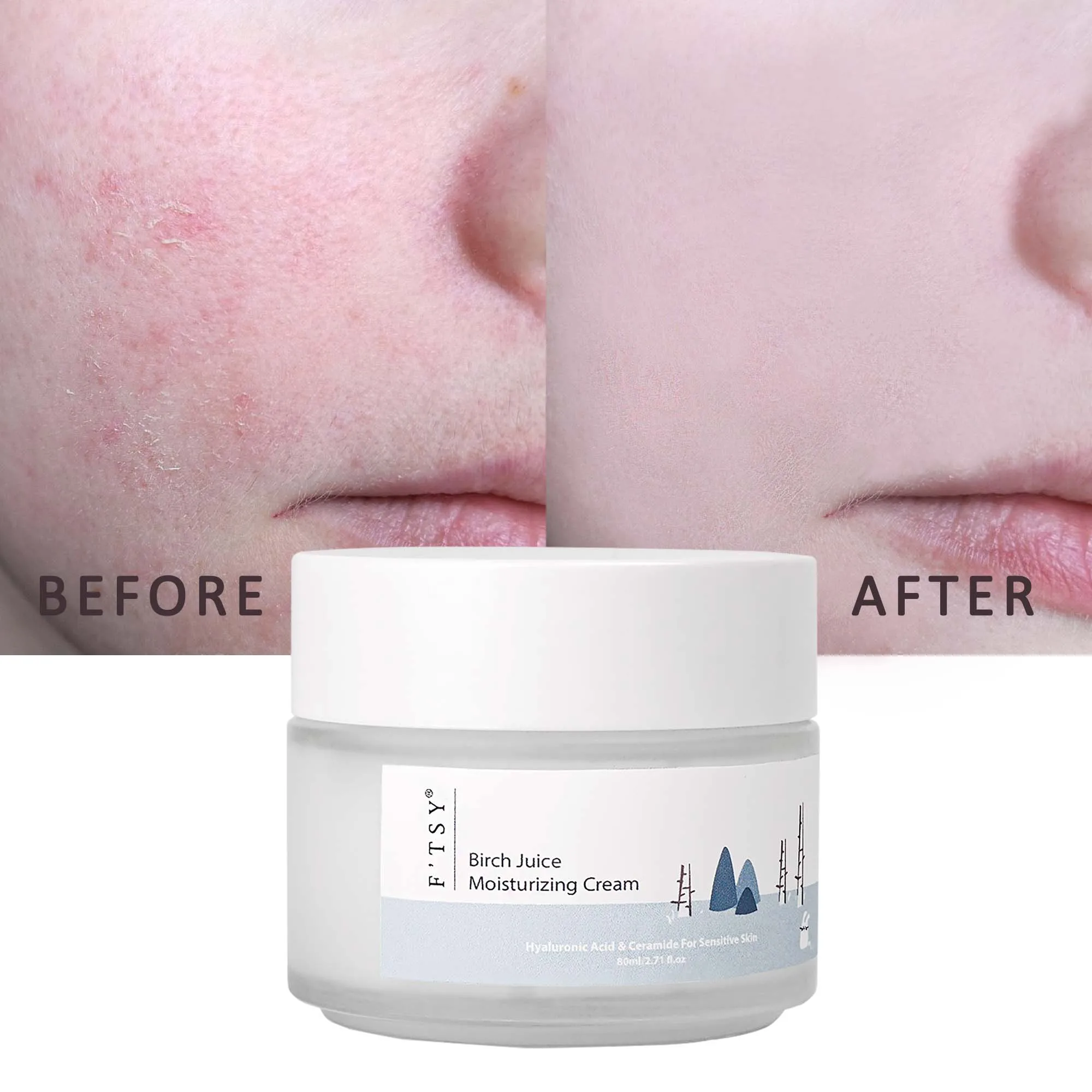 OEM Private Label Natural Birch Juice Moisturizing Cream Soothing Hypoallergenic Face Cream For Sensitive Skin