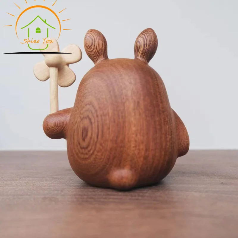 Wholesale Wooden cute Totoro modeling ornaments birthday gift wooden doll tabletop decoration