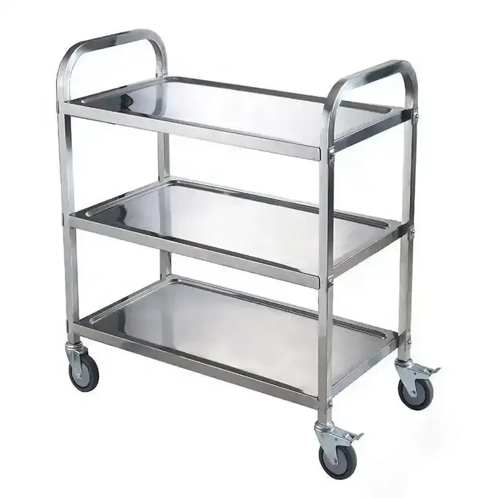 Высококачественная трехслойная тележка для транспортировки пищевых продуктов из нержавеющей стали