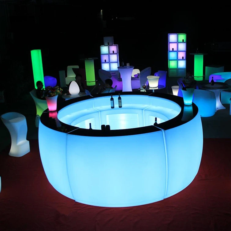 New design PE plastic rechargeable glowing led lounge furniture table for room