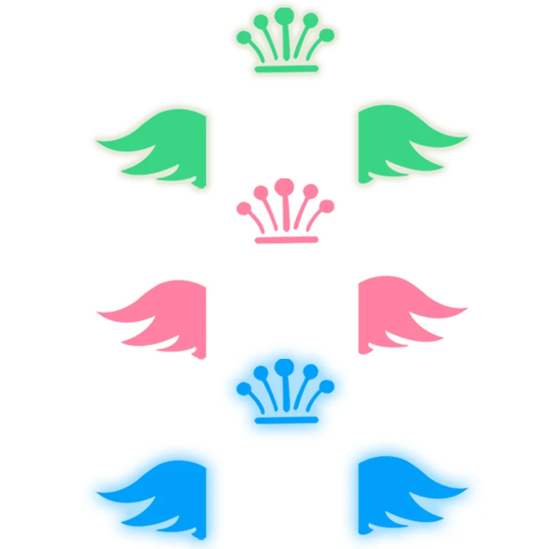 Personality stickers luminous crown wings three-color switch stickers home wall decoration wall stickers