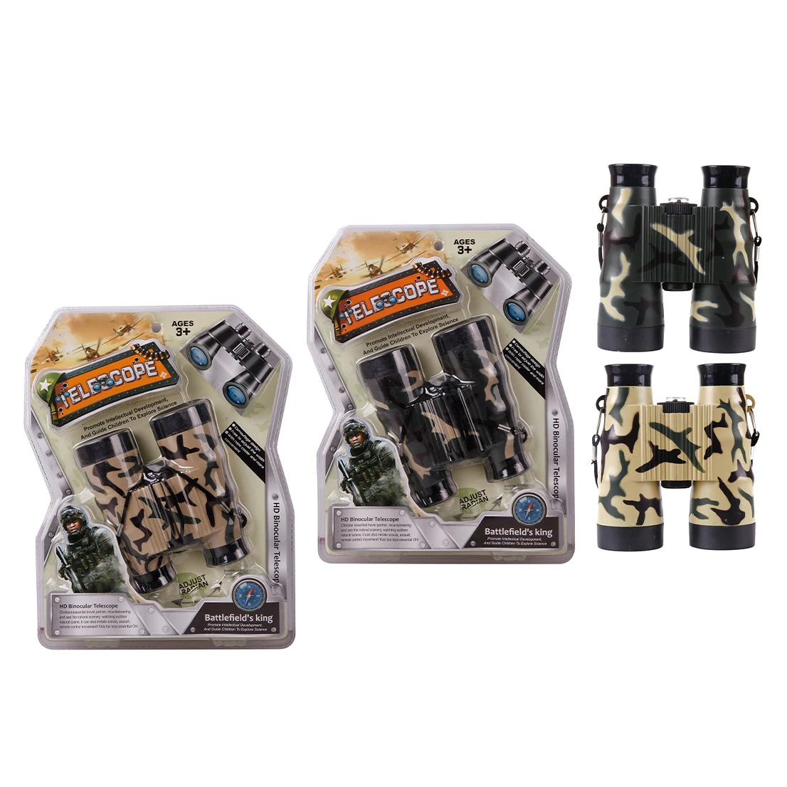 Wholesale Outdoor Camping Exploration Telescope Toys Plastic Military Camouflage Kids Binoculars Toy