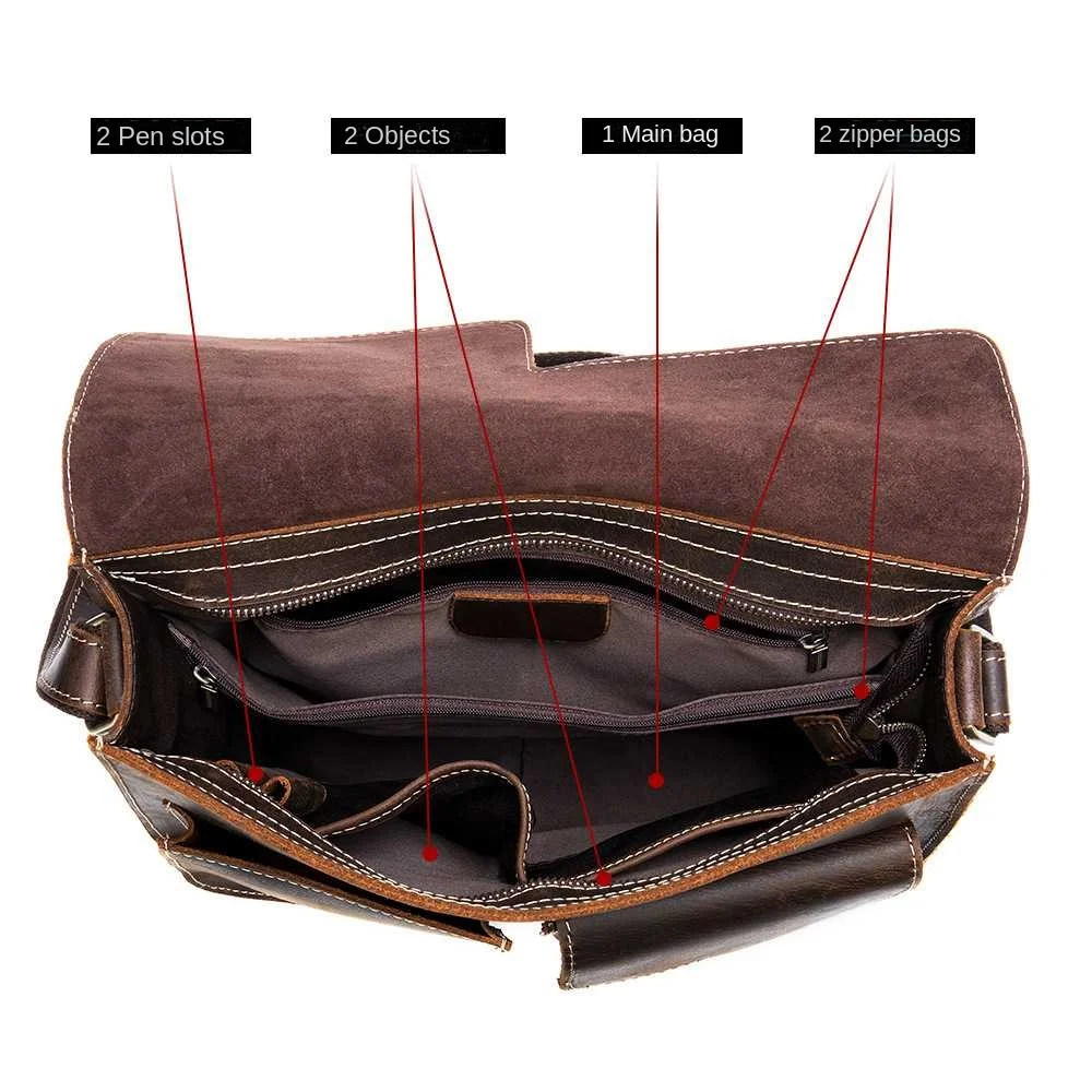 Leather Laptop Bag Shoulder Crossbody Bag Men Business Briefcases Wholesale Fashion Handbag
