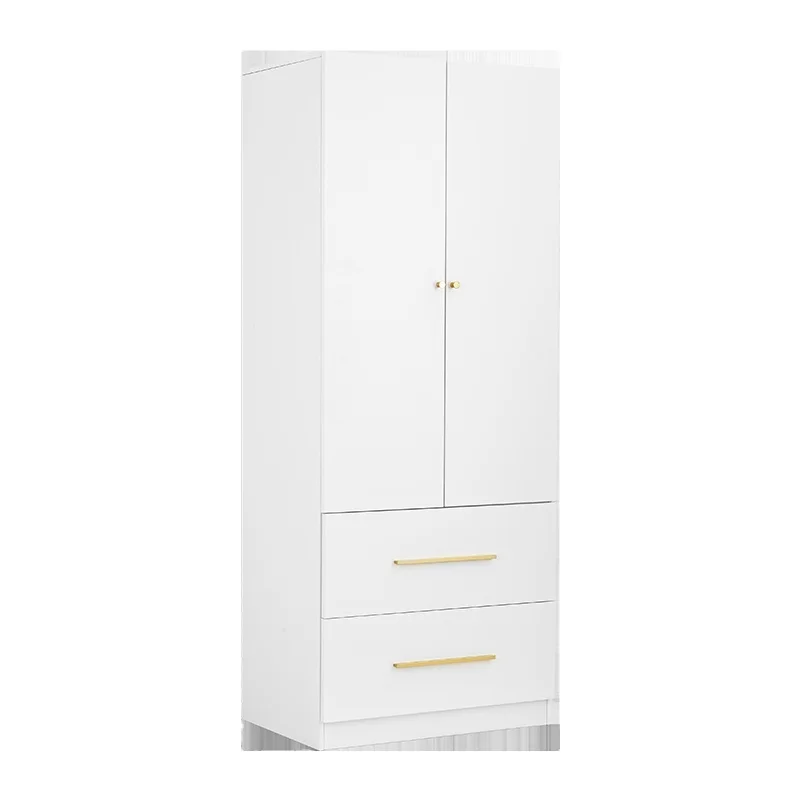 Bedroom furniture double 2 doors with 2 drawers classic closet simple white wardrobe
