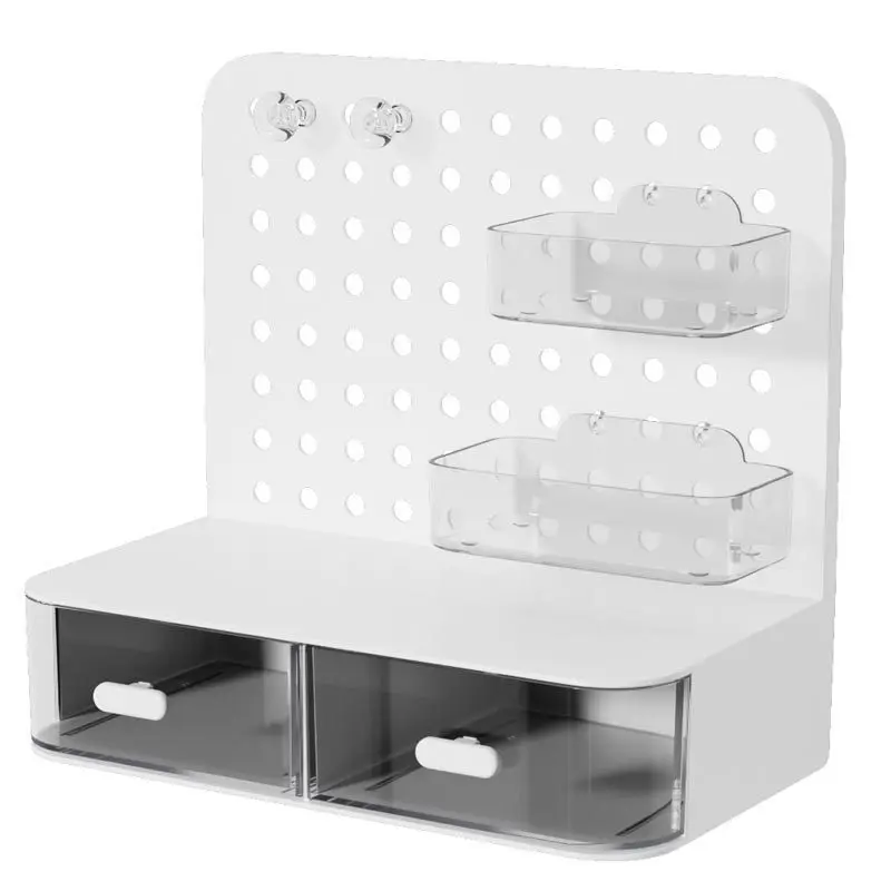 Space Saving 2 In 1 Multi-function Desktop Pegboard Organizer with Drawers