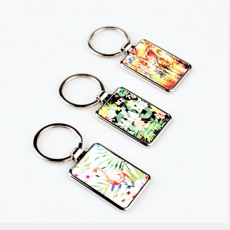 Qualisub Blank Keychains Sublimation Metal Keychain Blanks in Rectangle Shape for Custom Printing