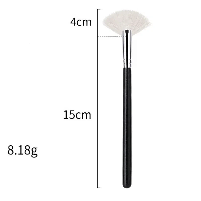 Wholesale Private Label Makeup Fan Brush 2024 Wood Handle Synthetic Hair Blush Beauty Supplies Fan Brush