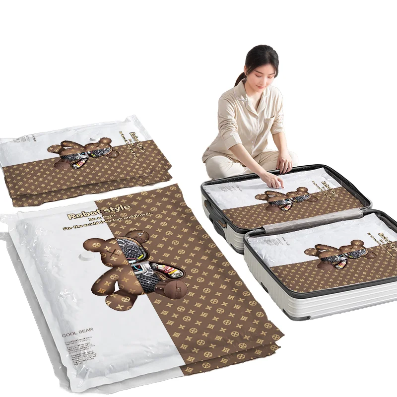 Valve for Travel Clothes Vacuum Bag Set Space Saver Vacuum Storage Bags with Pump Color Box Transparent Rectangle Household