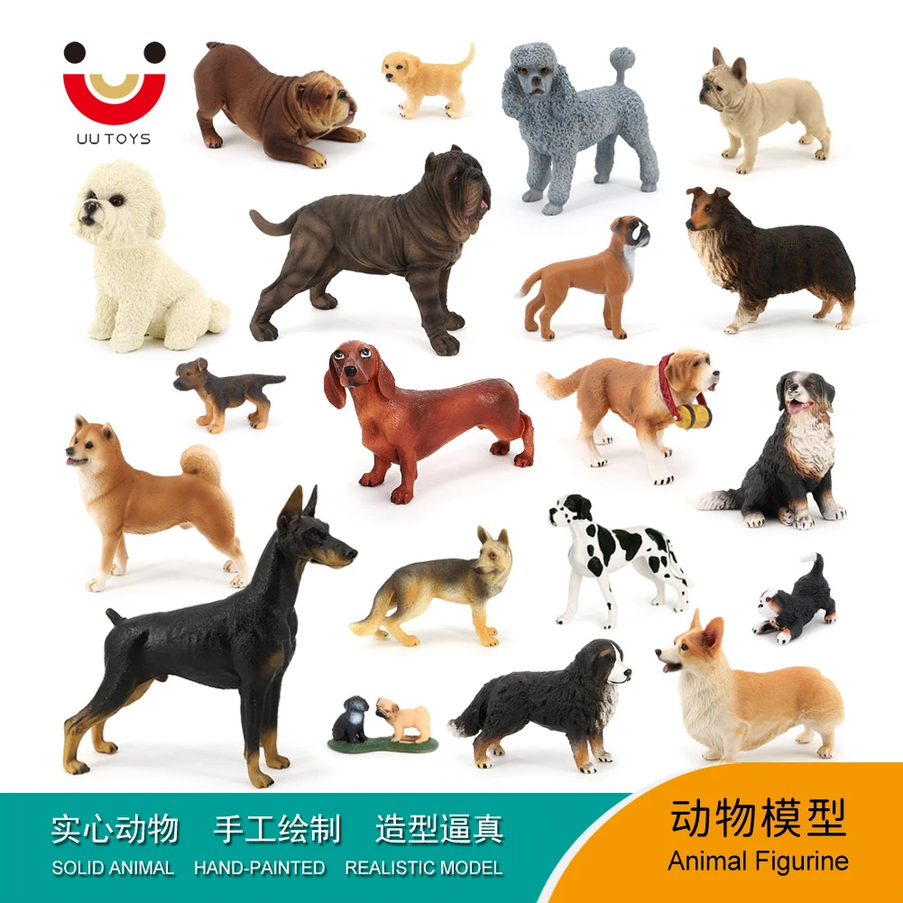 Wholesale Solid PVC Simulation Statue Model Animal Figures Dog Figures Animal Figurines Toys