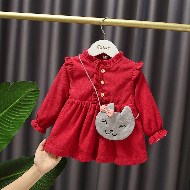 winter warm plush fleece solid color toddler girl clothes dress