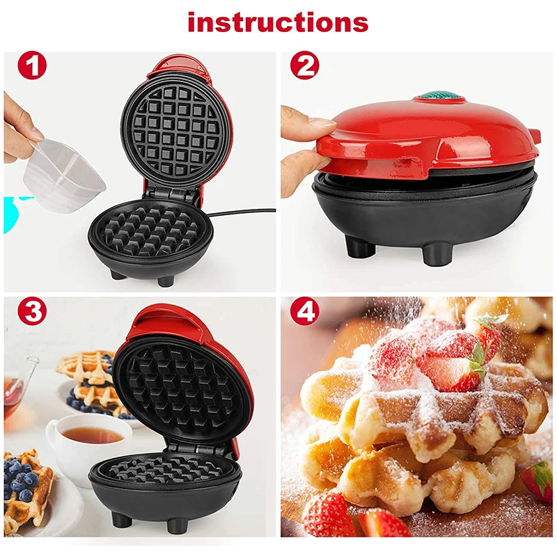 Portable Mini Waffle Maker Convenient Heat Non-Stick Pan Fast Heat Evenly and Easy to Clean