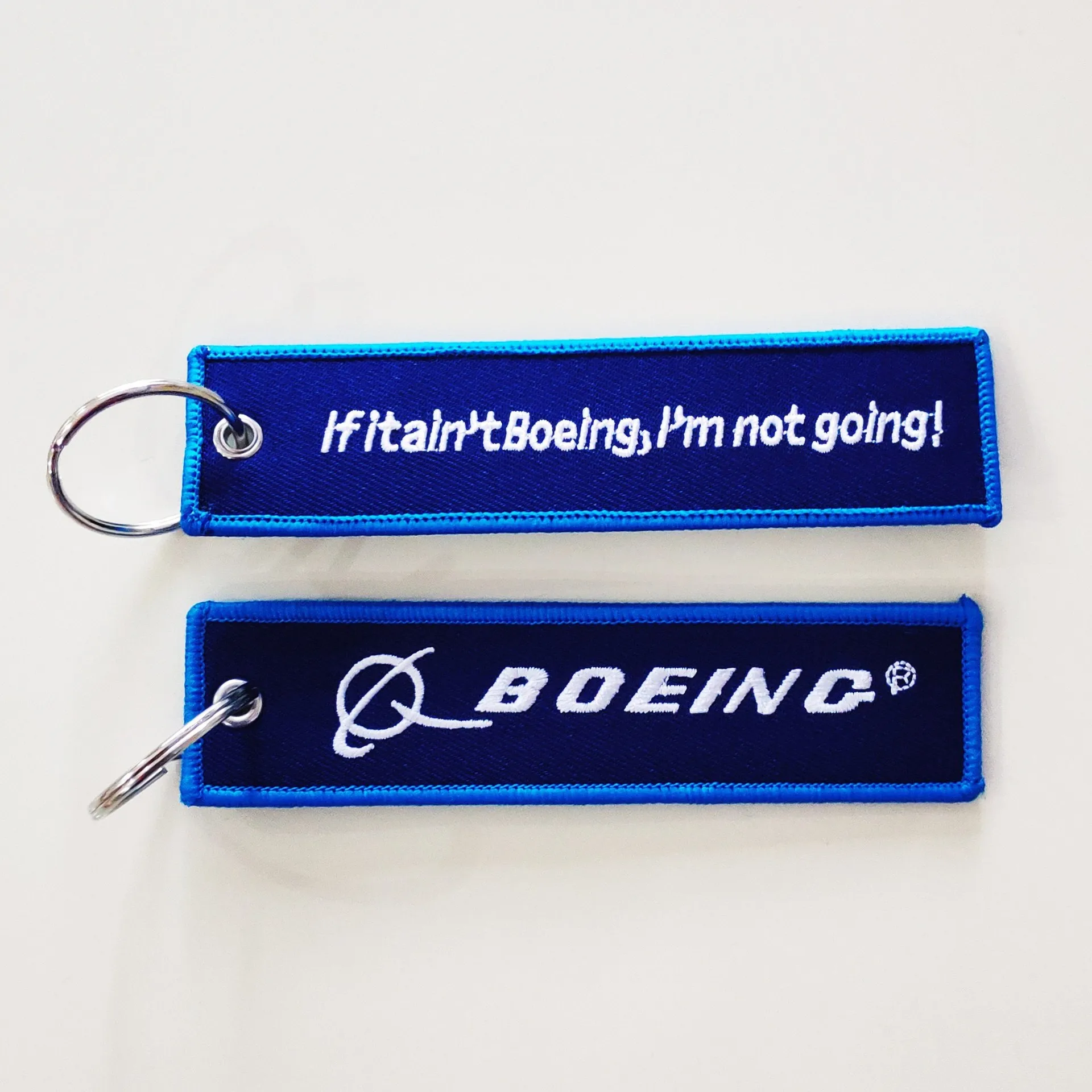 Embroidery Customized Double Sided Fabric Flight Key Chains Key Ring Key Tag For Pilot