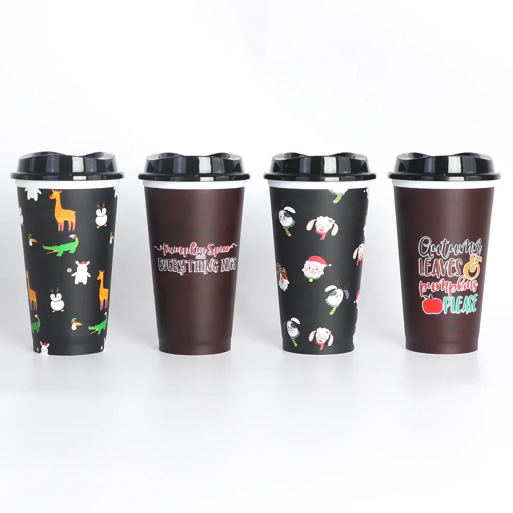 PP Reusable Colored Plastic Cups with Full Color Printing
