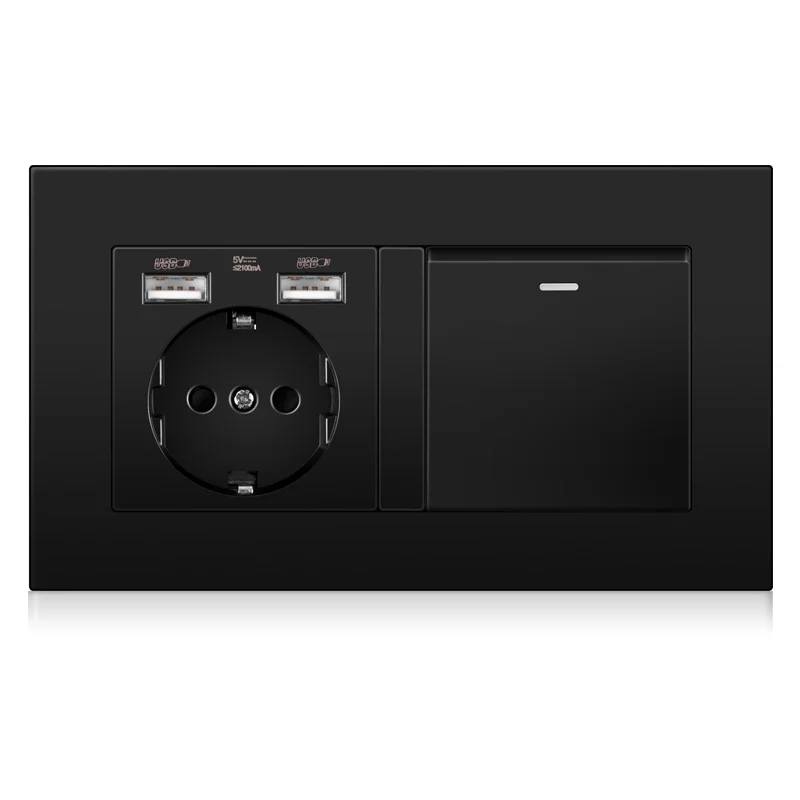 Professional switch factory German USB pop socket switch electrical and 1LED rocker switch