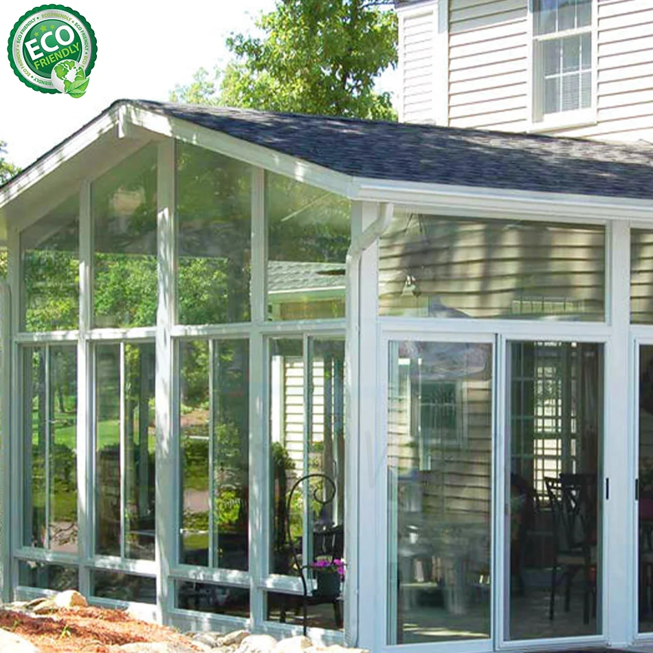 Free Standing Sunroom Customizable Waterproof Triangle Aluminum All Season Gable Glass House