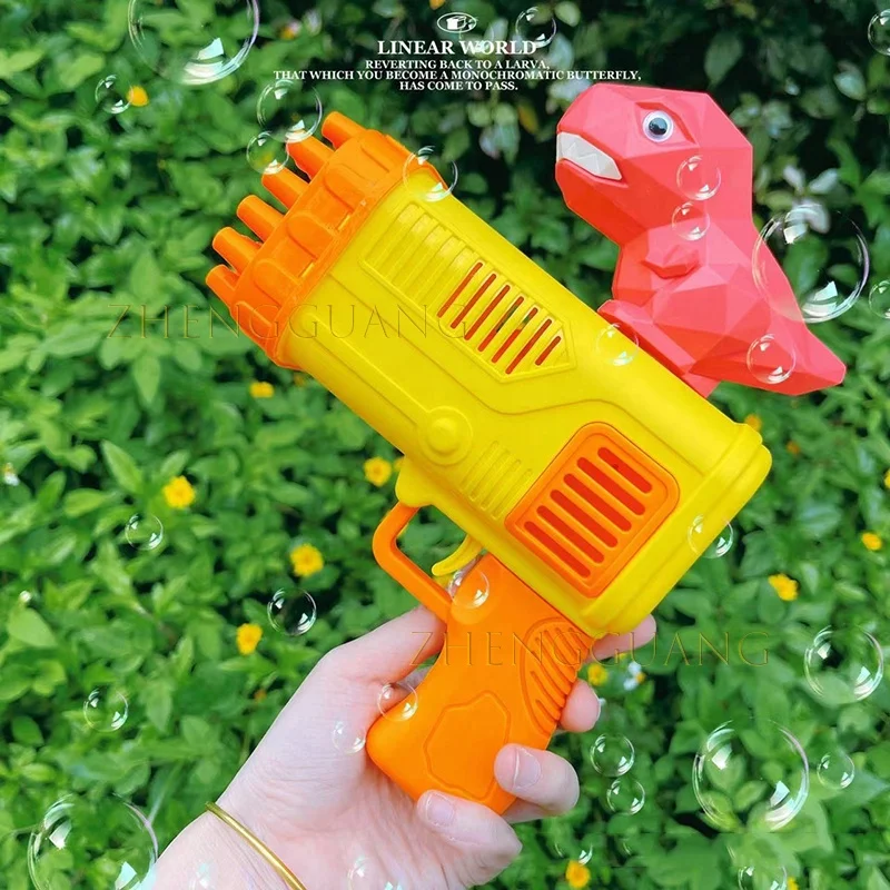 Zhengguang 39 отверстий электрический пластиковый вентилятор для мыльных пузырей игрушка детей наружный динозавр пузырьковый пистолет
