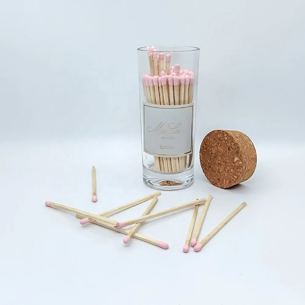 New Custom Color Match Sticks In Glass Jar Bottle Matches wooden safety matchsticks in bottle