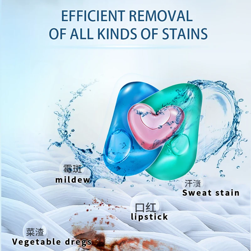 OEM Wholesale Eco-Friendly 3-in-1 Decontamination Laundry Capsules Long Fragrance Disposable Detergent Pods Apparel Gel Shape