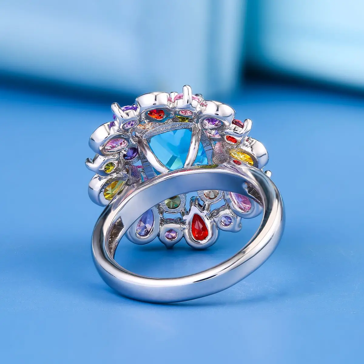 Wholesale shiny colorful CZ rings new model brass wedding fashion 2020 women jewelry flower ring