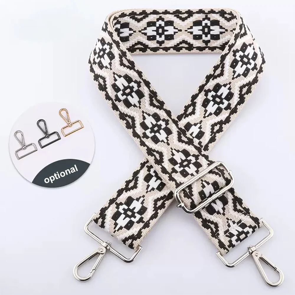 Strip solid wide nylon shoulder bag belt handbag straps with adjustable metal buckle