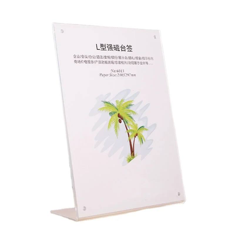 Tabletop Menu A4 A5 A6/custom Size L Shape Transparent Display Stand Slanted Plastic Acrylic Sign Holder 8.5 X 11