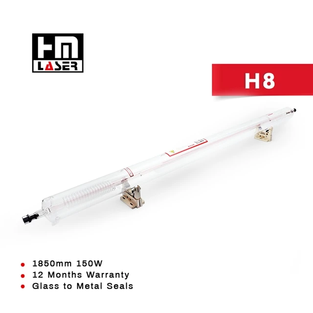 1850mm*90mm Rated Power 150W Glass-to-Metal Hard Seals Red Light Indicator CO2 Laser Tube 160W