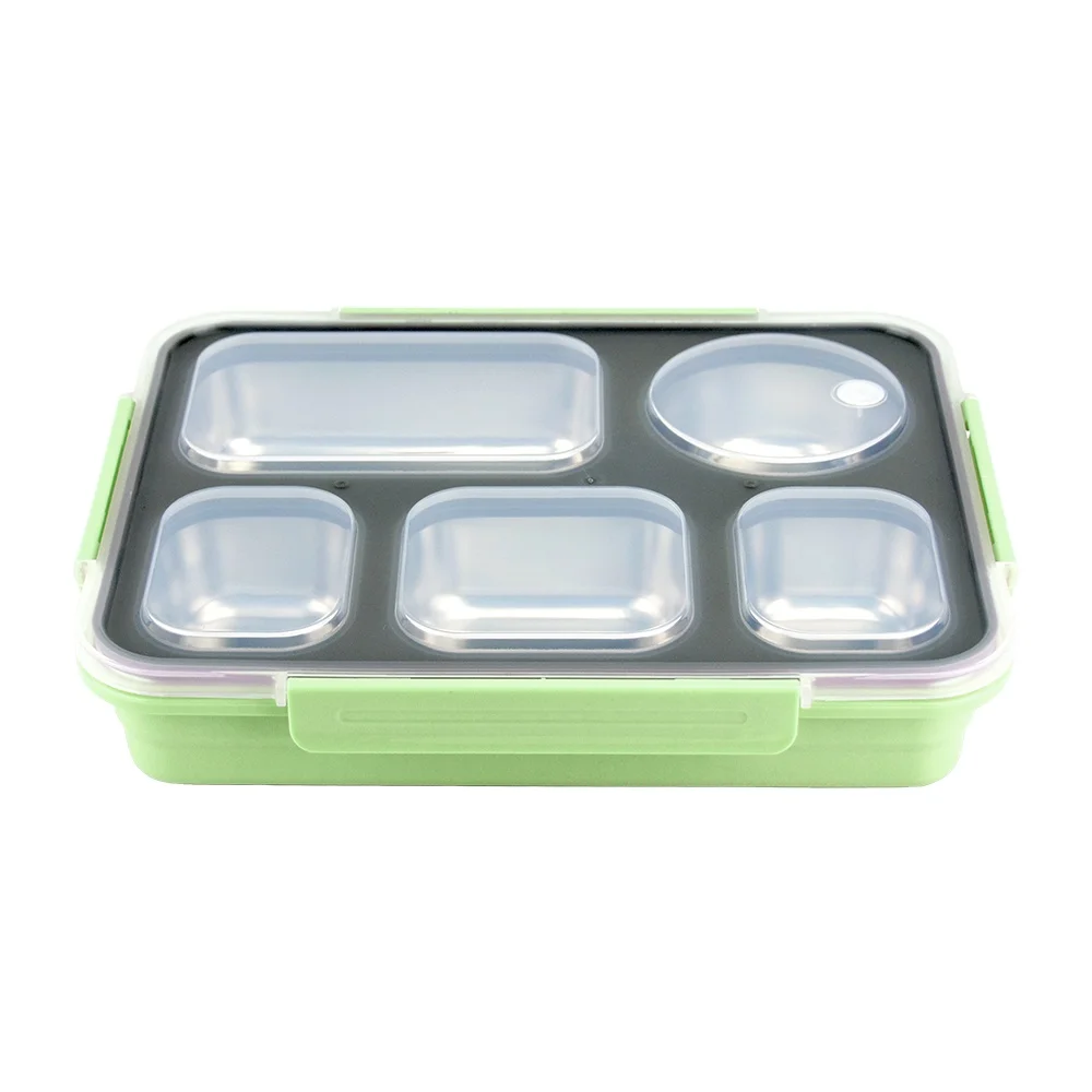 Stainless Steel 304 Eco Friendly Food Container Bento Lunch Box 5 Compartment