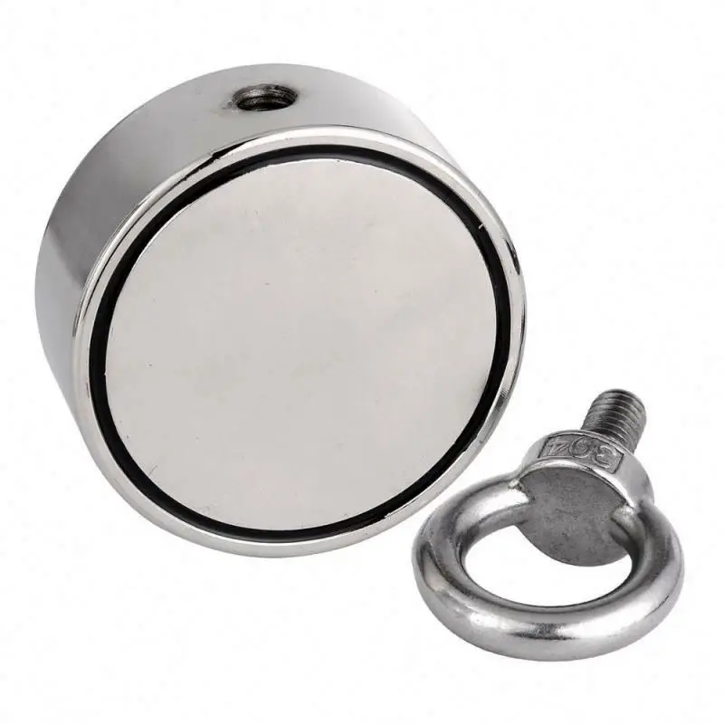 
Double Side Round Neodyum Fishing Magnet Combined 660 LBS Pulling Force Ultra Strong Neodyum Magnet with Eyebolt 