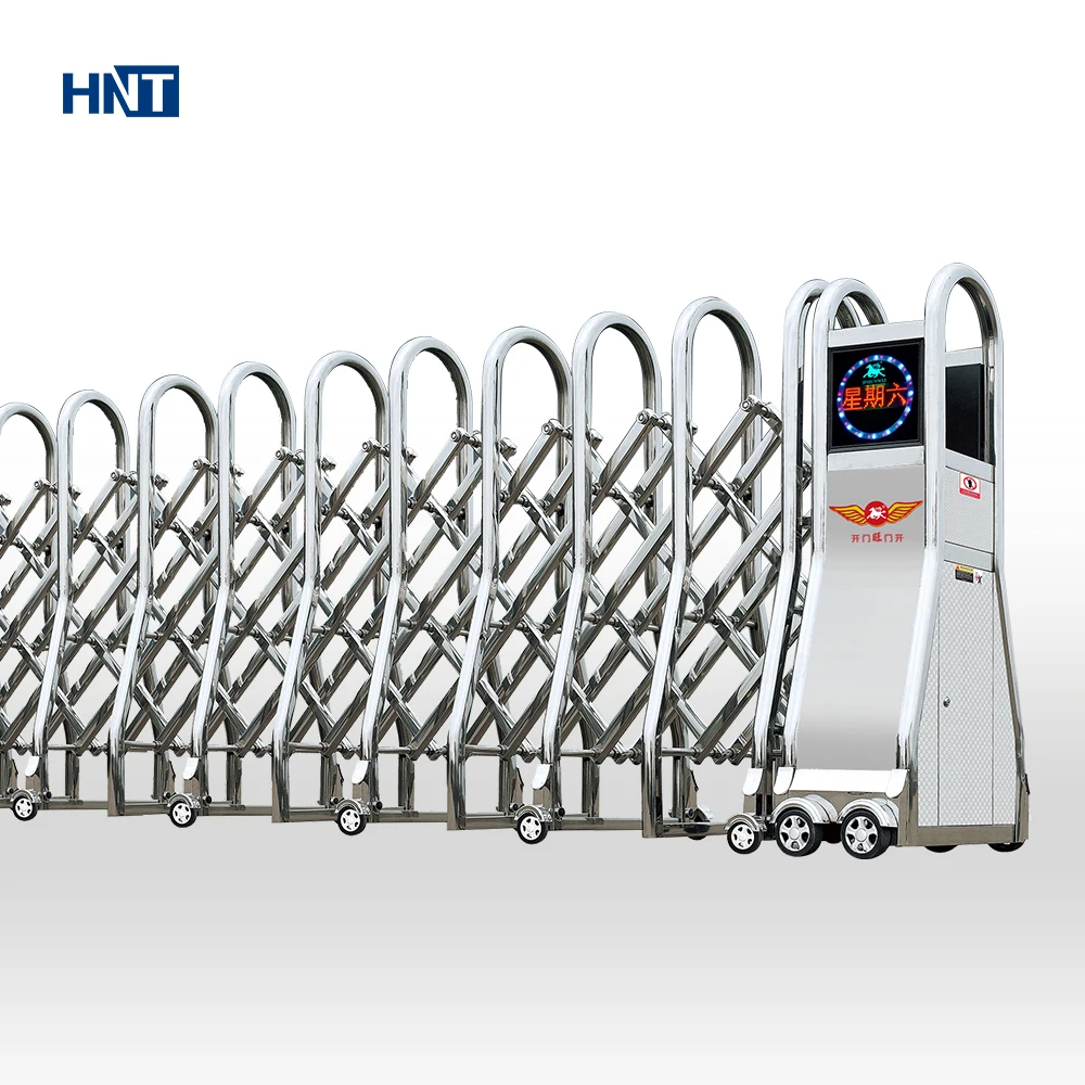 HNT Heavy Duty Trackless Motorized Industrial Stainless Steel Front Gate Safety Fence Entrance Barrier Sliding Retractable Gate