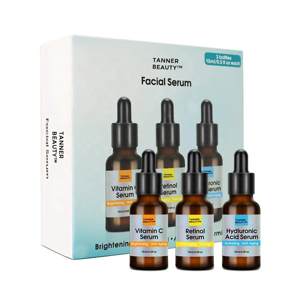 Best Gift face Set Contains Anti Aging Wrinkle 20% Vitamin C Serum+5% Hyaluronic Acid Serum + 2.5% Retinol Serum for Skin
