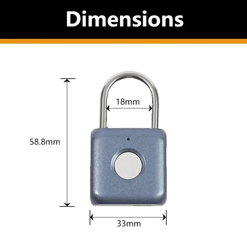 Portable Fingerprint Identification Padlock Smart Keyless Lockrechargeable Luggage Cabinet School Gym Locker