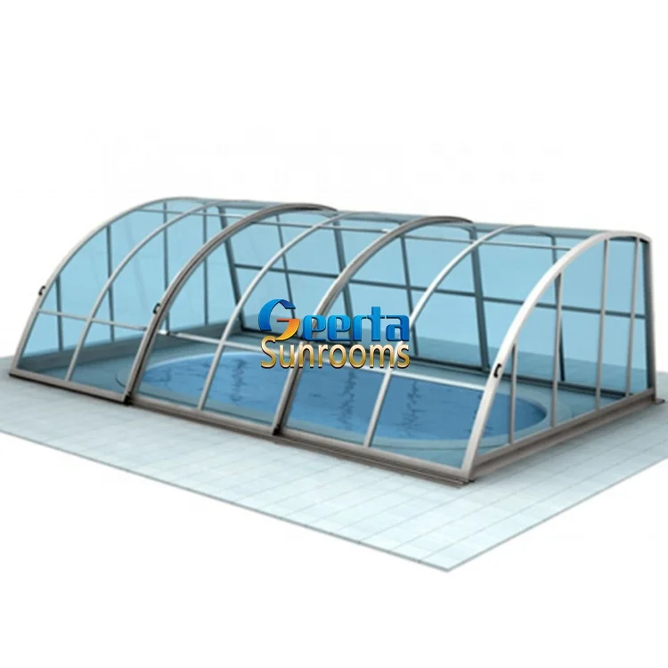 Medium profile telescopic transparent pool cover automatic swimming pool enclosure spa cover