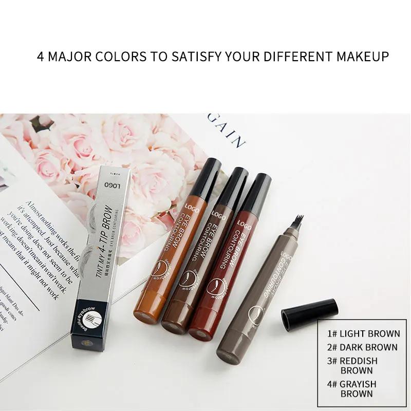 Premium 3d Eye Brow Pencil Waterproof With Sharp Nib Long Lasting Professional Fine Sketch Liquid Eye Brow Pen