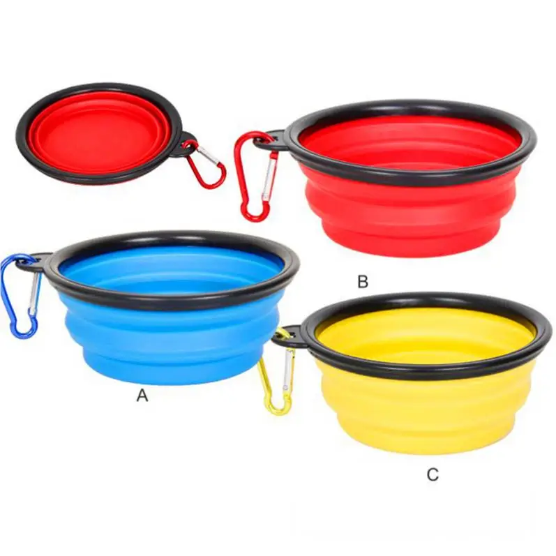 Wholesale collapsible dog bowl with non slip silicone mat foldable silicone puppy doogie dog bowl ceramic bowl pet